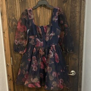 Lulu's Navy and Burgundy Floral Dress